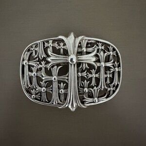 Chrome cemetery cross belt buckle